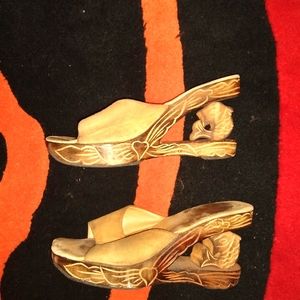 Vintage Handcarved wooden fish shoes